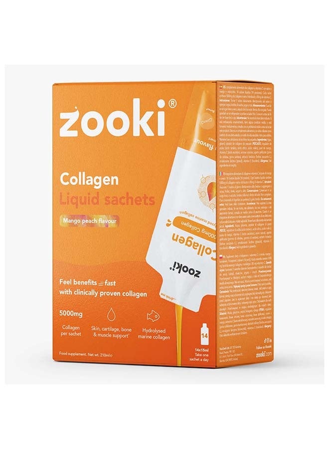 Zooki Liposomal Collagen 5000mg – Mango & Peach Flavor – High Absorption Liquid Collagen Sachets – Skin, Hair & Joint Support – 14 Sachets - Image 3